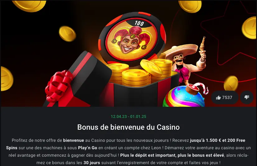 Leon Online Casino bonus